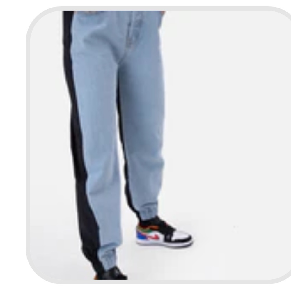 Hybrid denim and nylon pants